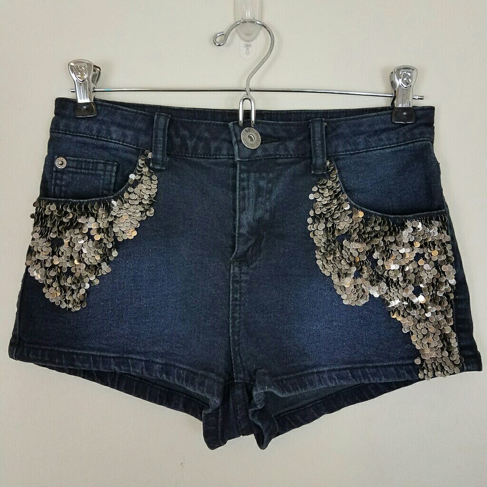 Topshop Moto jean shorts metal sequins size 4